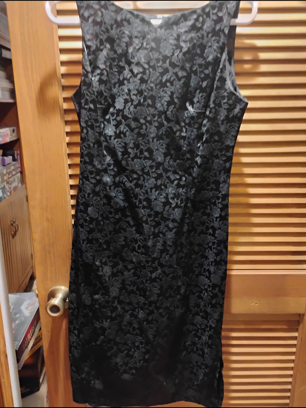 2/$15 Black Floral Jacquard Midi Sheath Dress